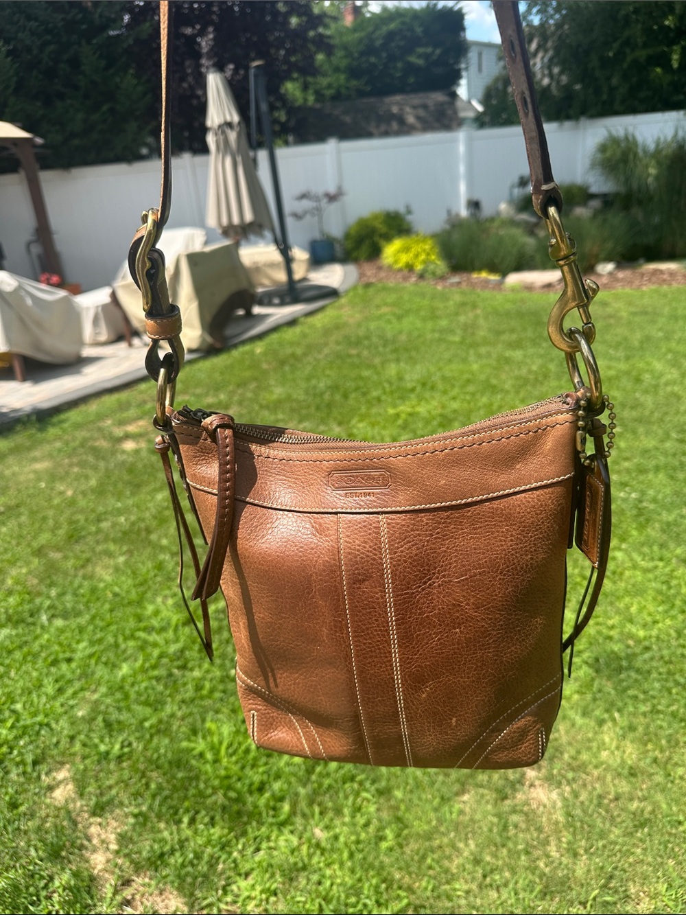 Coach Vintage Bleecker Slim Duffle Pebbled Leather Crossbody